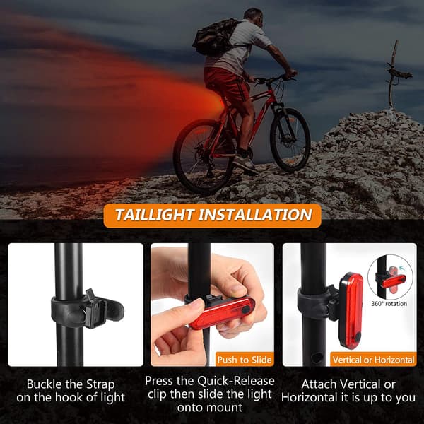 2 stk. Cykel Baglygte LED USB Genopladelig, Sikkerhedsadvarsel
