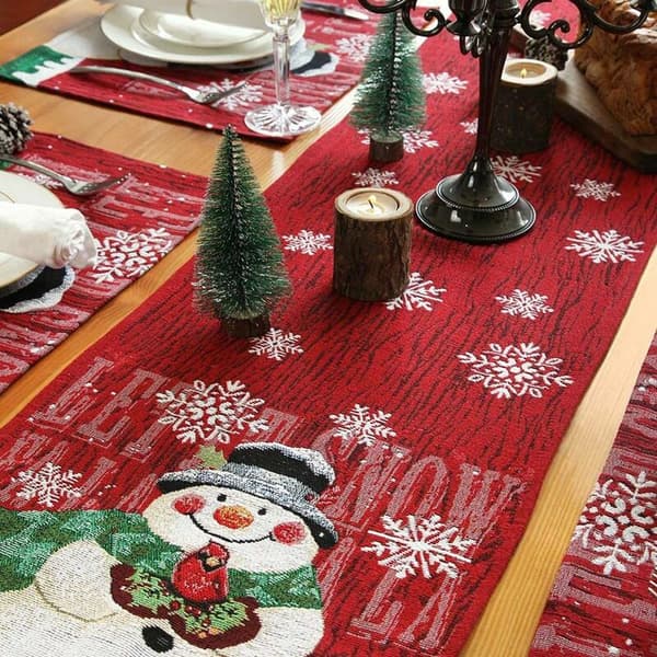 Julebord Julebordløper til spisestue Snømannbord til julebordsdekorasjoner