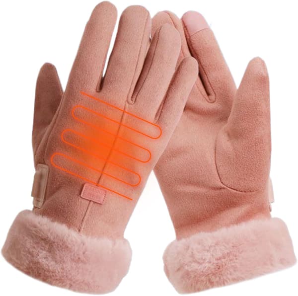 opvarmede handsker skridsikre touchscreen-vanter pink - Rosa