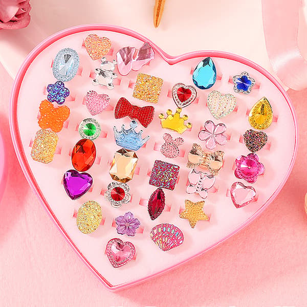 Prinsesse Ring Sjarm Fingerringer Leketøy Smykker Barn Bursdagsgave 36 stk/parti