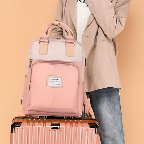 Laptop Backpack - Business Travel Computer Bag - with USB Port Pink