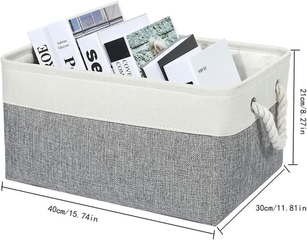 Large Fabric Storage Baskets, Toy Bins, Decorative Baskets with Handles