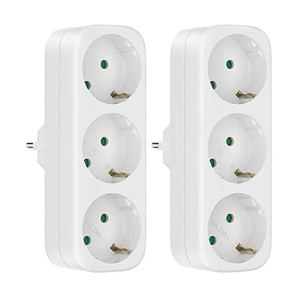 Power strip without cable, 250v/16a adapter, portable sockets, 3680w converter EU plug [Db] White White