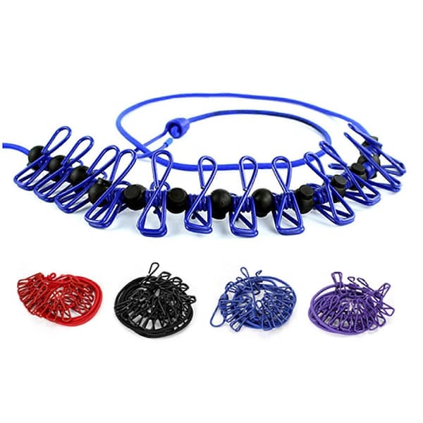 Retractable Clothesline, Retractable Clothesline for Travel, Clothesline with 12 Clothespins [DB] Red Red