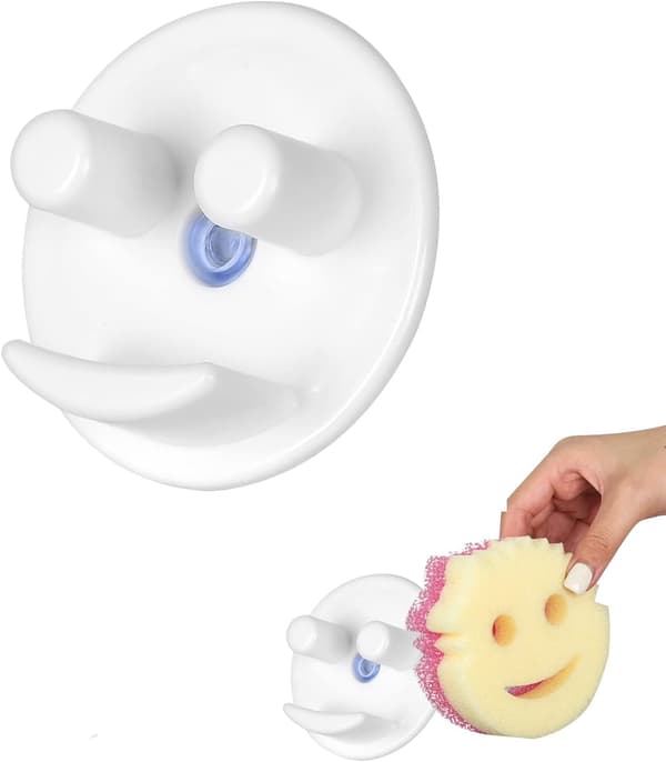 Sponge Holder, Sink Caddy for Scouring Sponges with Suction Cup Set