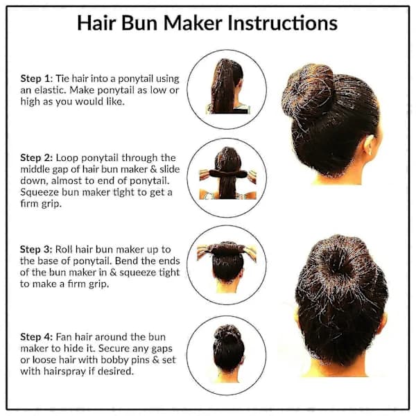 Magic Hair Bun Maker 4-pack (2 Small, 2 Large) Foam Sponge Bun Shaper Accessory Strong Flexible Reusable