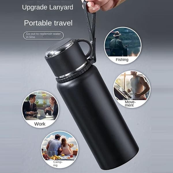 yleinen eristetty vesipullo leveällä suulla, tiivis musta 800 ml Schwarz 800 ml