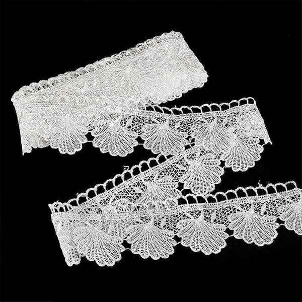 5 Yards Polyester Shell-Shaped Floral Lace Trim White 2-3/8~2-1/2 inch (61~65mm)