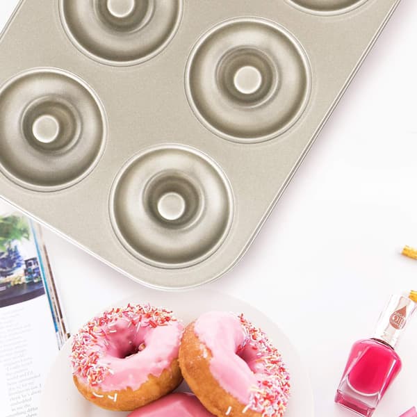 Donutforme Sæt med 2, Non-stick Små Mini Donut Bageforme, Kulstofstål Donut Bageplade Bagelform til 6 Donuts