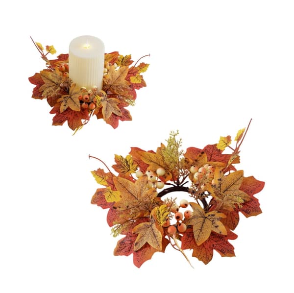 Autumn Lanterns, Maple Leaf, Thanksgiving Decoration, Set of 2