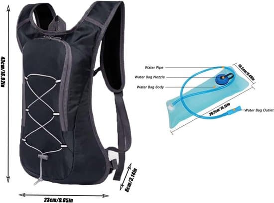 Hydration Backpack with Water Bladder, Lightweight Tear-Resistant Backpack with Drinking Tube, for Cycling Hiking Running Climbing, Black