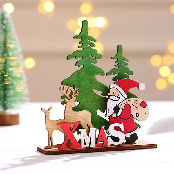 Seks nye julepynt DIY træ små dekorationer Chi