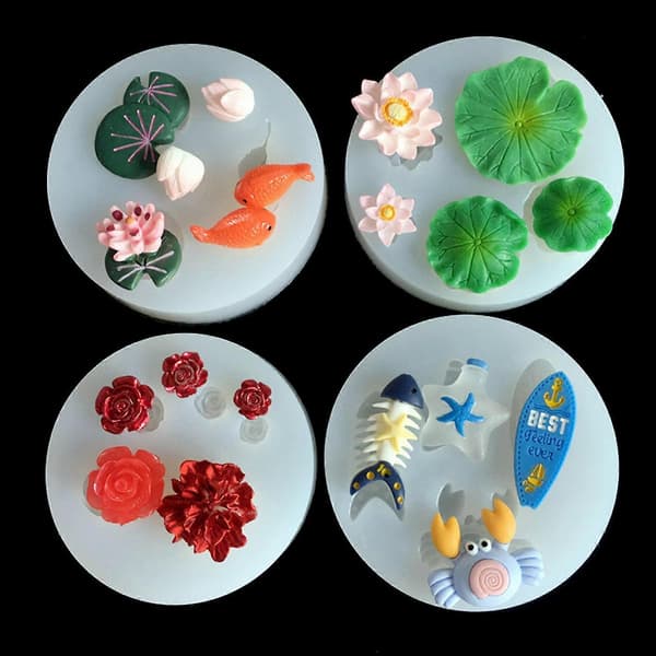 Lotus Leaf & Petal Silicone Mold Fish Bottle Epoxy Casting Mold Crystal Epoxy
