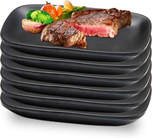 Set of 6 dessert plates: black mezzetallrikar 15.5 x 9 x 2 cm, matte rectangular appetizer plates