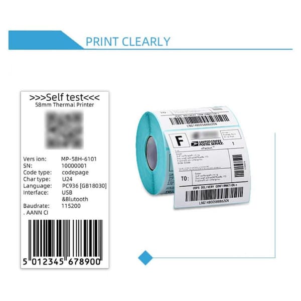 5 ruller 58 mm termisk papir til printer - 57x40MM kvitteringspapir (9,5 meter)