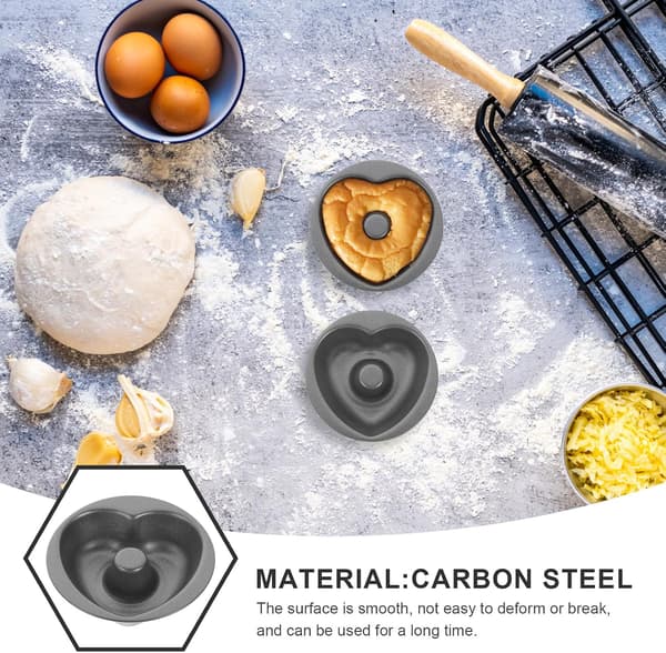 Donutform af kulstofstål bageform 2 stk hjerteformet med non-stick glat