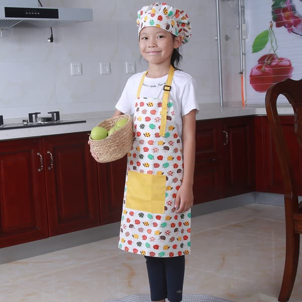 1-pak forklæde til mænd og kvinder med kokkehue, 45*60cm
