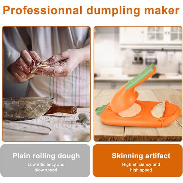 Dumpling Machine 2 in 1 Manual Noodle Press Machine Dumpling Skin Machine Dumpling Mold (Orange)