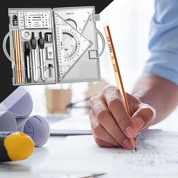 Generic Geometry Compass Set, Geometry Set for Students | 16x Professional Set - Drawing Tools with Storage, Graphic Drawing Supplies for [DB] Transparent transparent