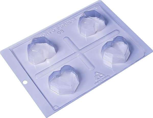 Pralinform Hjerte Diamant - Porto Formas 03 - Spesiell 3-delt form Transparent transparent