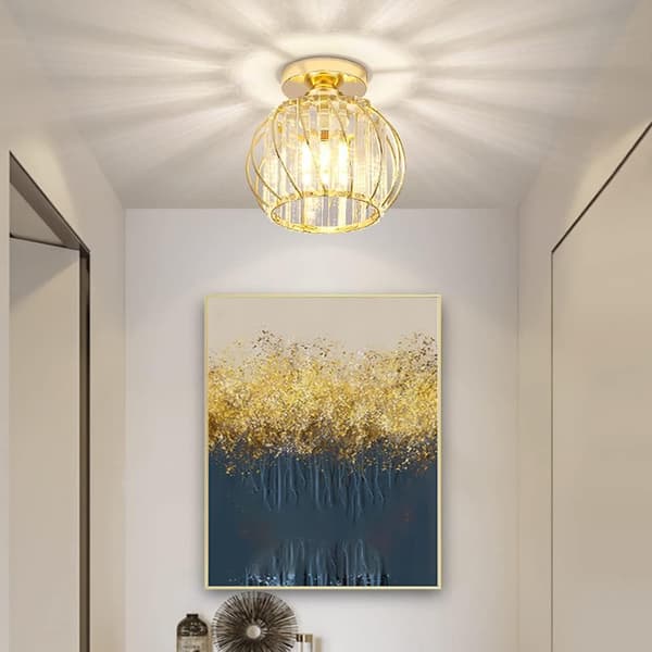 Modern Crystal Ceiling Light, E27 LED Ceiling Lamp, Mini Crystal Ceiling Lamp for Kitchen Camping Room Entrance Hall Bedroom (A) [Energy Class A+++]