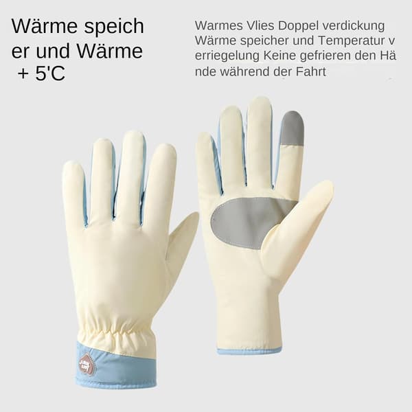 skihandsker til kvinder, vindtætte, tykke touchscreen-luffer, gule Gelb