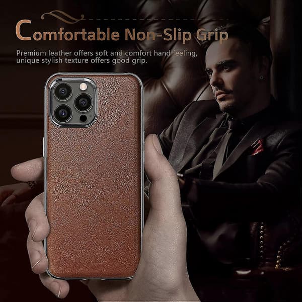 Iphone 13 Pro Max Cover, Business Slim Classic Etui HerreBrun