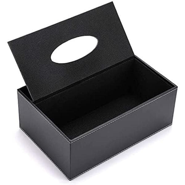 Rectangular Large Tissue Box for Home and Office in PU Leather with Remote Control Storage, Home Organization Box