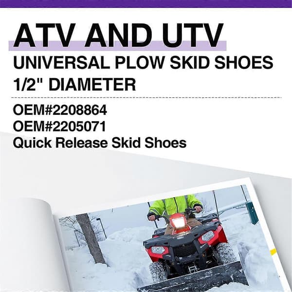 Snow Plow Shoes for , 2 PCS Heavy Duty Snow Plow Skids for ATV & UTV Plow, Adjustable Hardened St