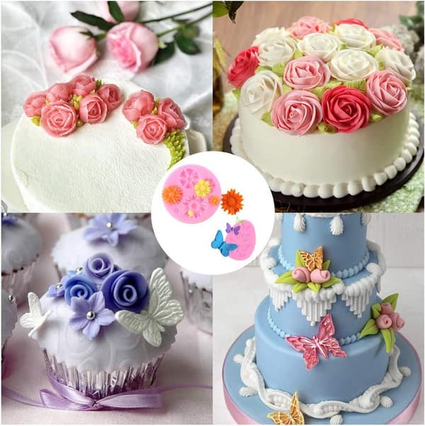 Silikone kageform Fondant Mini Blomster Bagekageværktøjer til Chokolade 6 Stykker