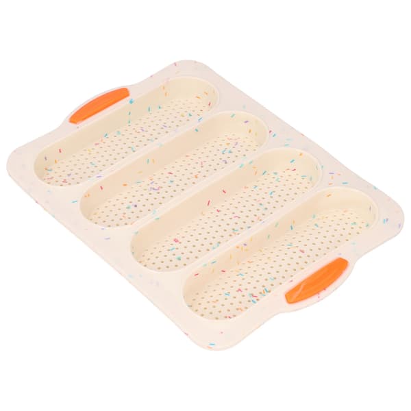 Baguetteform 4 riller Silikone Blød Glat Overflade Brødform Bageform Køkkenredskaber Beige
