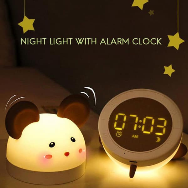 Cute Kids Clock Children Alarm LED Night Light Rechargeable Timer Countdown Student Alarm Clock Kids Home Decor