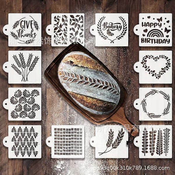 12 Pcs Bread Stencils Craft Baking Templates Cake Pie Stencils Cake Decorating Stencils for Sourdough Bread and Birthday Cakes