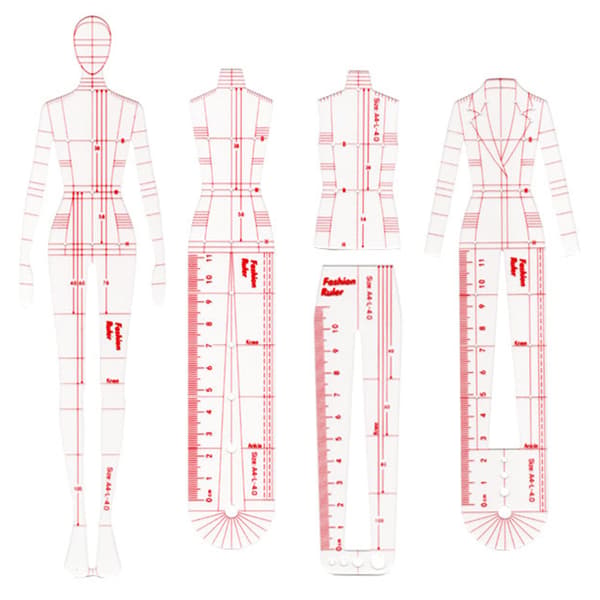 Fashion Drawing Template Ruler Set, Portable Sewing Ruler, Acrylic Construction, Designer Tool S S