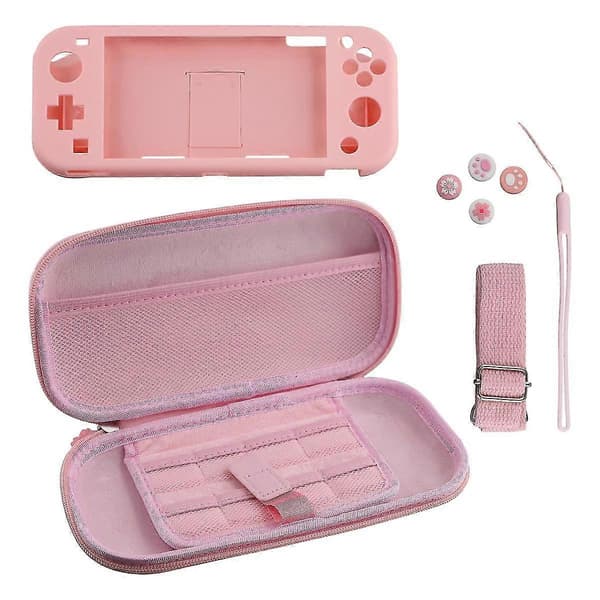 Rosa bæretaske kompatibel med, bærbar taske til Switch Lite med opbevaring
