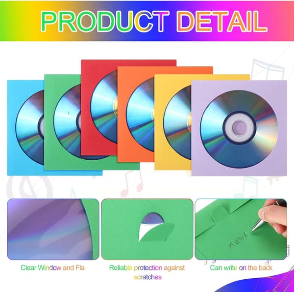 240 stk. papir-cd-etuier, farvede, bulk, 4,92 x tommer DVD Vcd-konvolutter, disketuier, film til DVD, flere farver -