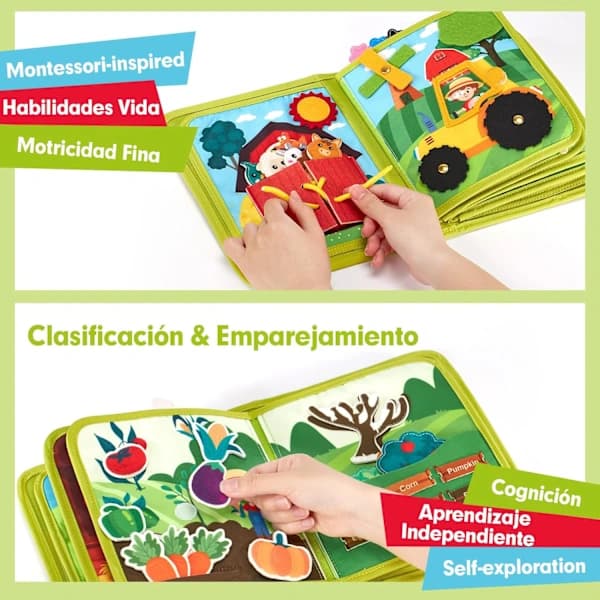 Montessori Busy Book for Toddlers 1-3 Years - 20 Activities, Interactive Educational Toy