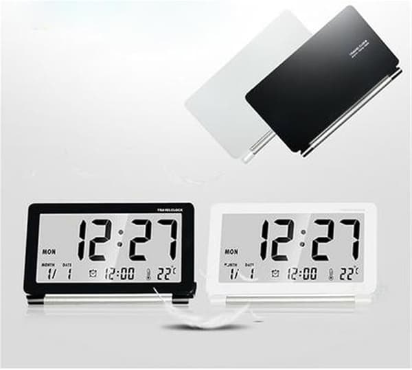 LCD-väckarklocka Ultratunn vikbar reseväckarklocka bärbar digital väckarklocka (vit)