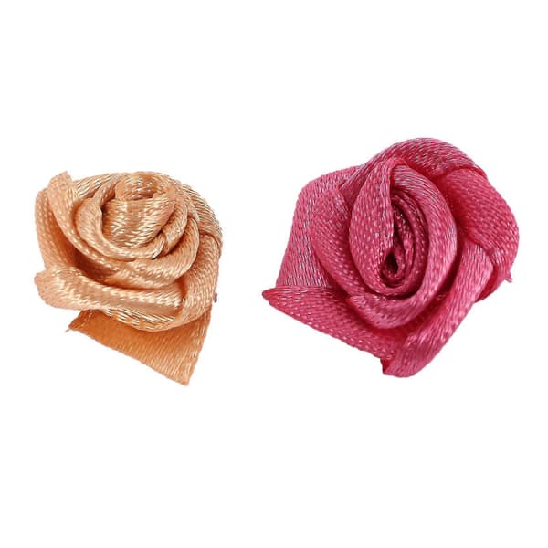 300 stk/pakke Mini Håndlavede Satinbånd Rosetter Stofblomster Applikationer til Bryllupsdekoration Håndværk
