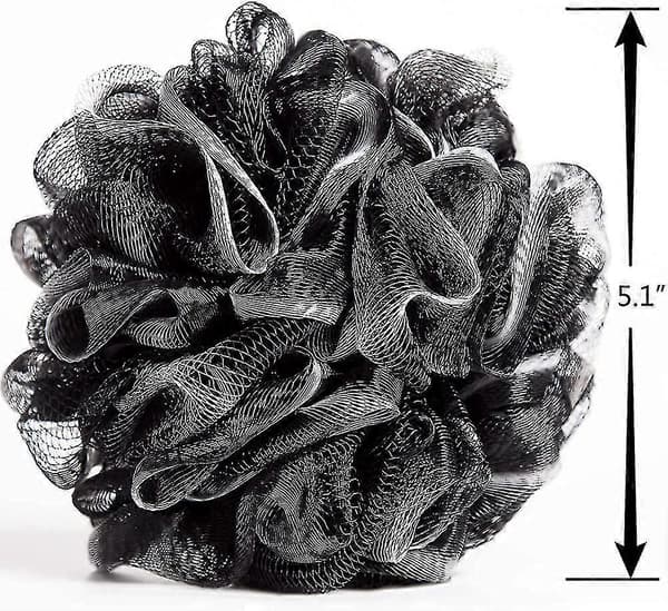 Exfoliating Body Brush Puff Scrub Sponge Ball Mesh Bath Loofah Black 6-pack Gift