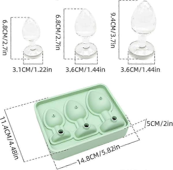 Prank Butt Plug Shaped Ice Cube Trays, Funny Silicone Mold For DIY Cake Chocolate Candy Green