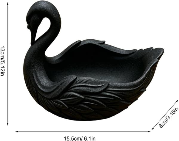 svane ringholder multifunktionel elegant dekorativ svane-Zierteller sort - Schwarz