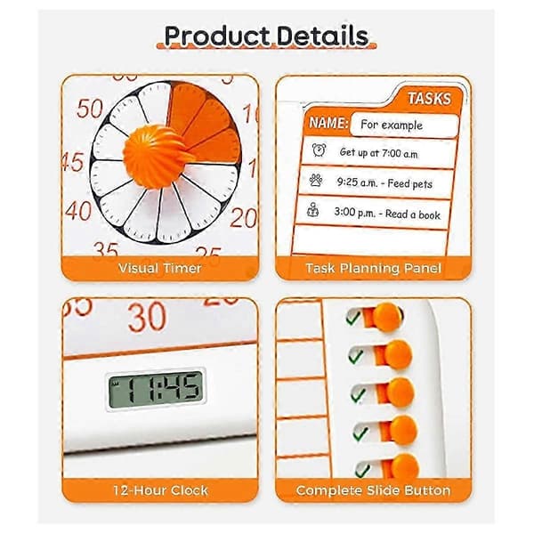 Visuel ADHD-timer til børn og voksne med planlægningstavle, opgavetimer, gøremål og visuel skemalægger[HK]