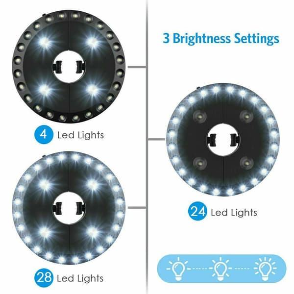 28 LED paraplylamper til terrasser Batteridrevne natlamper til gårdhaveplæne Sølv Silver