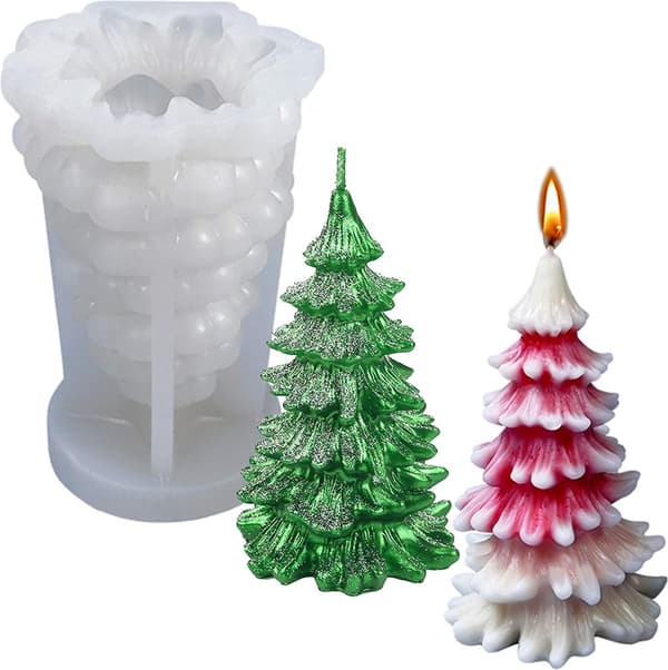 Juletræ silikone lysform - et stykke - 77 ml - lysfremstilling - 7 cm