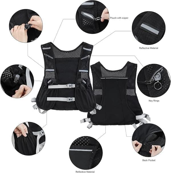 Hydration Pack / Running Vest with Reflective Design – Lightweight & Comfortable for Running, Hiking, Cycling, Marathon