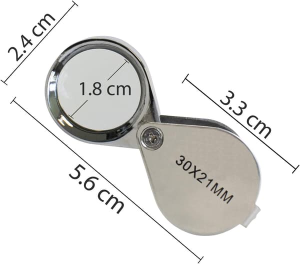Juvelerlup, 30x21mm Forstørrelsesglas, Sammenfoldeligt Forstørrelsesglas