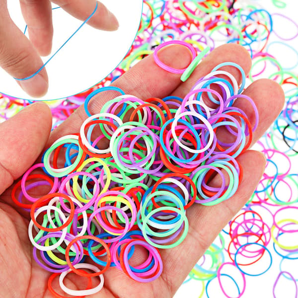 1000 Mini Gummibånd Bløde Elastikker til Børnefletninger (Flerfarvet)