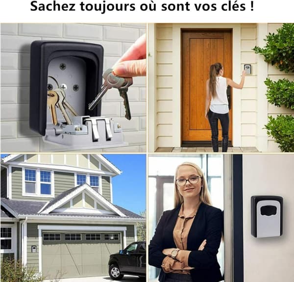 Wall Mounted Key Box with 4-Digit Code, 5 Keys Security Storage Key Holder B