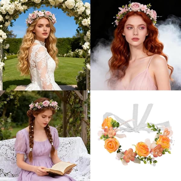 blomster-hårbånd kunstige elegante hårtilbehør til piger orange - Orange